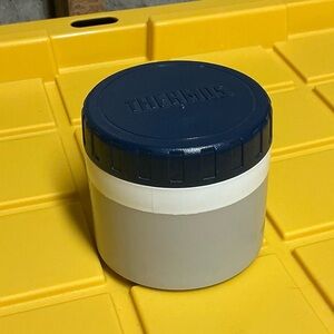 Thermos Plastic Food Jar Blue White Collectible Kitchen Storage